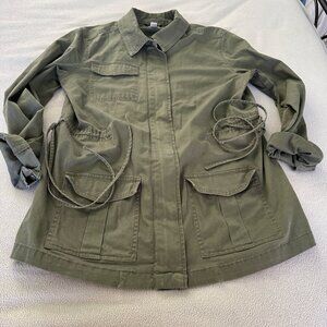 A New Day Utility Jacket Womens Small Long Cinched Sides Canvas Layering‎